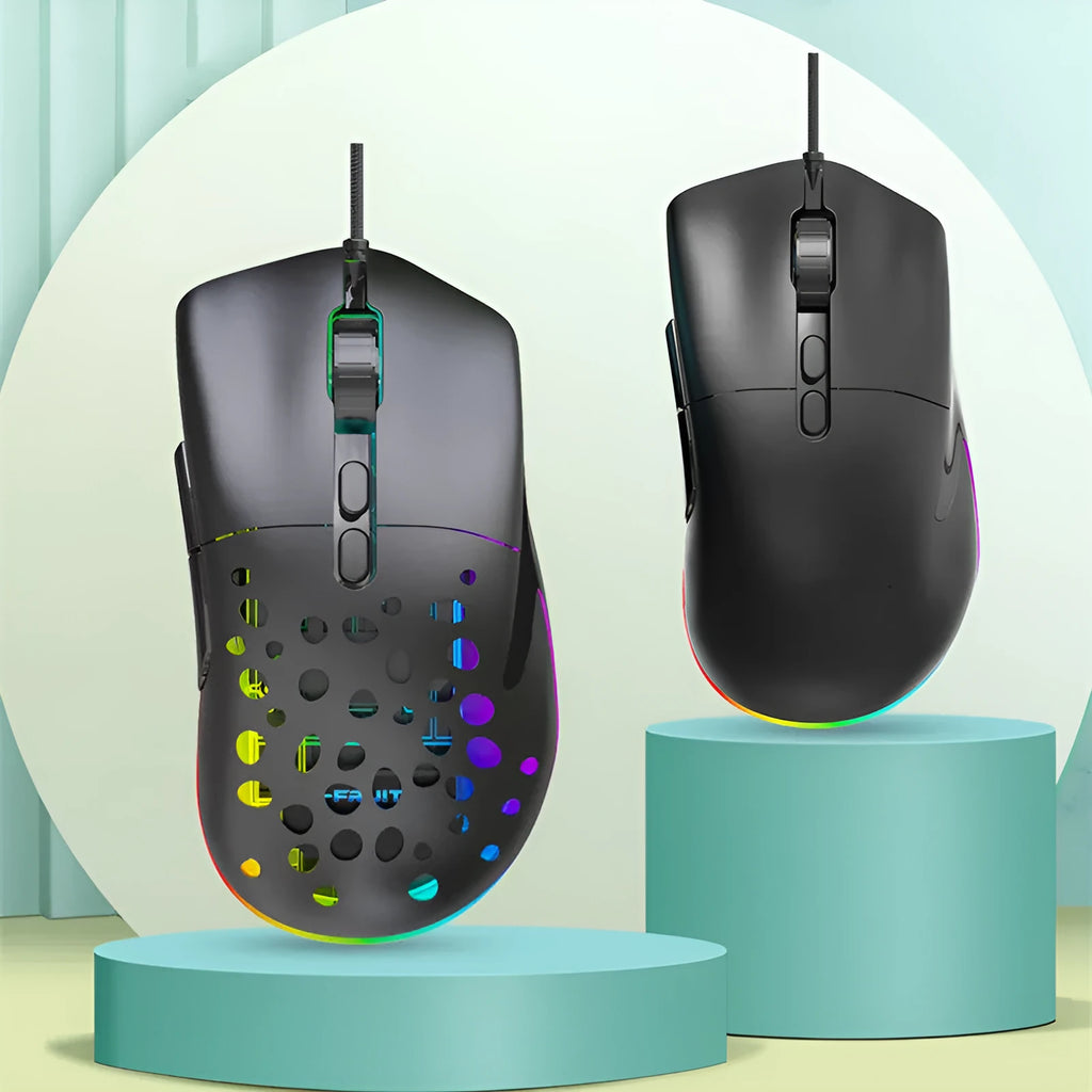 M88 hollow wired wireless gaming mouse with black shell and USB receiver