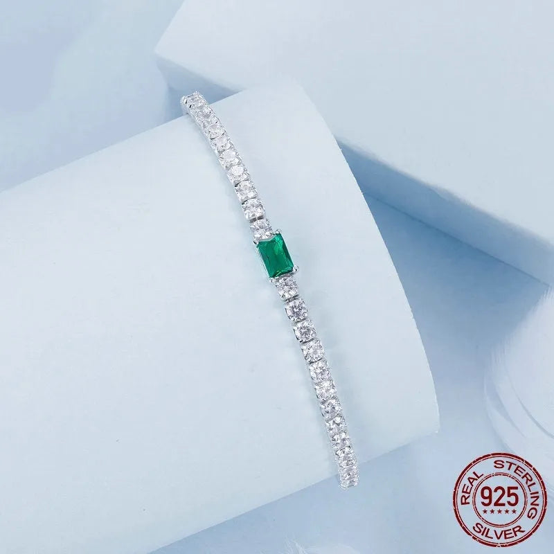 S925 sterling silver classic emerald bracelet for women colour BSB179
