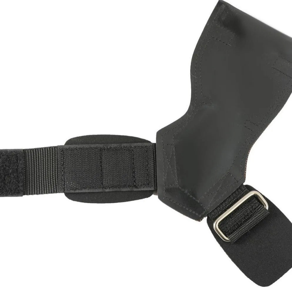 Black rubber non-slip booster hose belt for weightlifting and rock climbing grip aid.