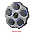 Black Bluetooth music boxing wall target hanging on wall with boxing gloves.