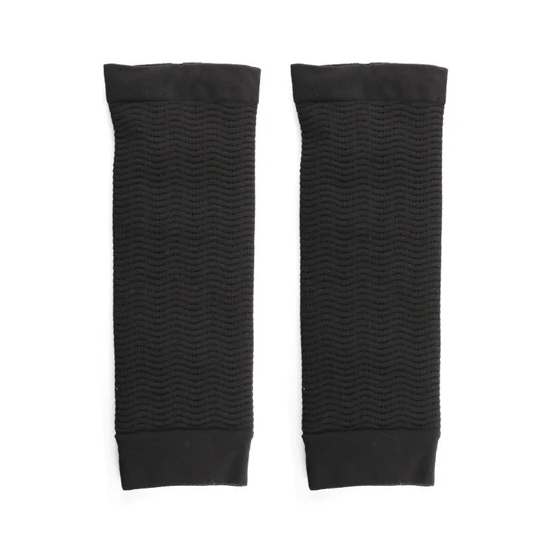Women's black and skin colour shaping arm sleeves made from nylon blend fabric for year-round wear