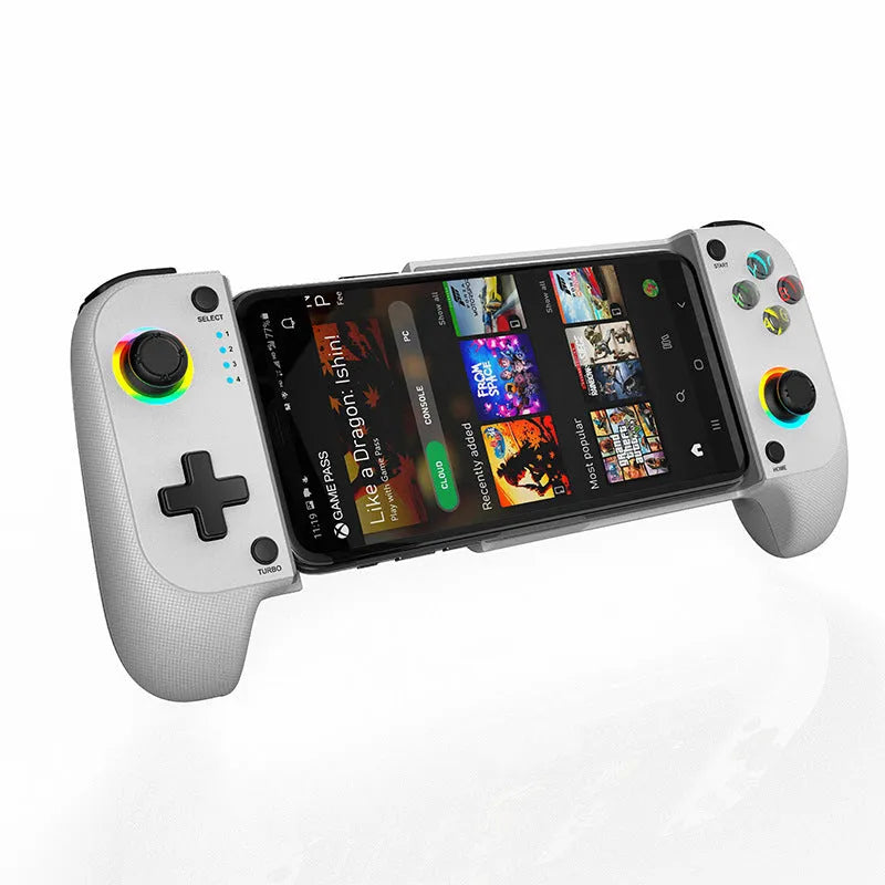 Bluetooth telescopic mobile game controller in black, red blue, or white colours