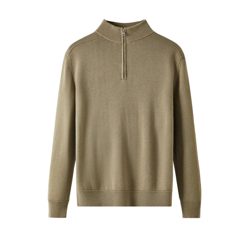 Men's casual sweater thickened wool base shirt long sleeve slim fit pullover in multiple colours black light gray bronze coffee blue gray apricot stone sand