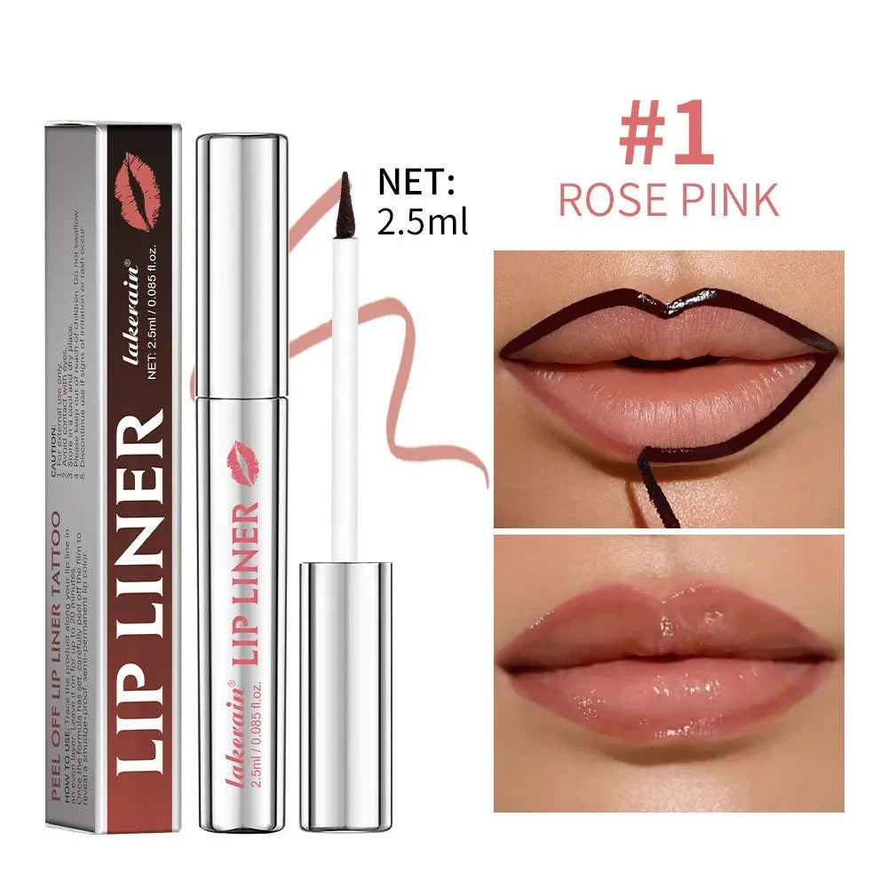 Close-up of a matte finish pointed toe lip liner pencil in a neutral shade on a white background.