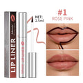 Close-up of a matte finish pointed toe lip liner pencil in a neutral shade on a white background.