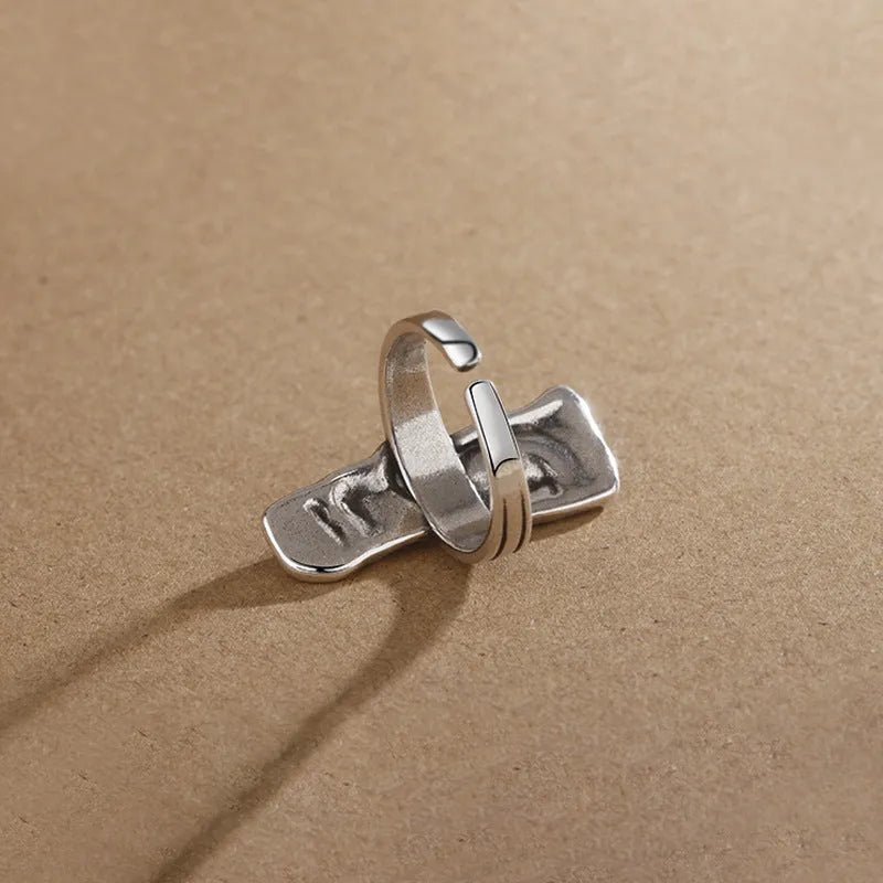 Copper half face ring with electroplated finish and adjustable opening in colour J1570