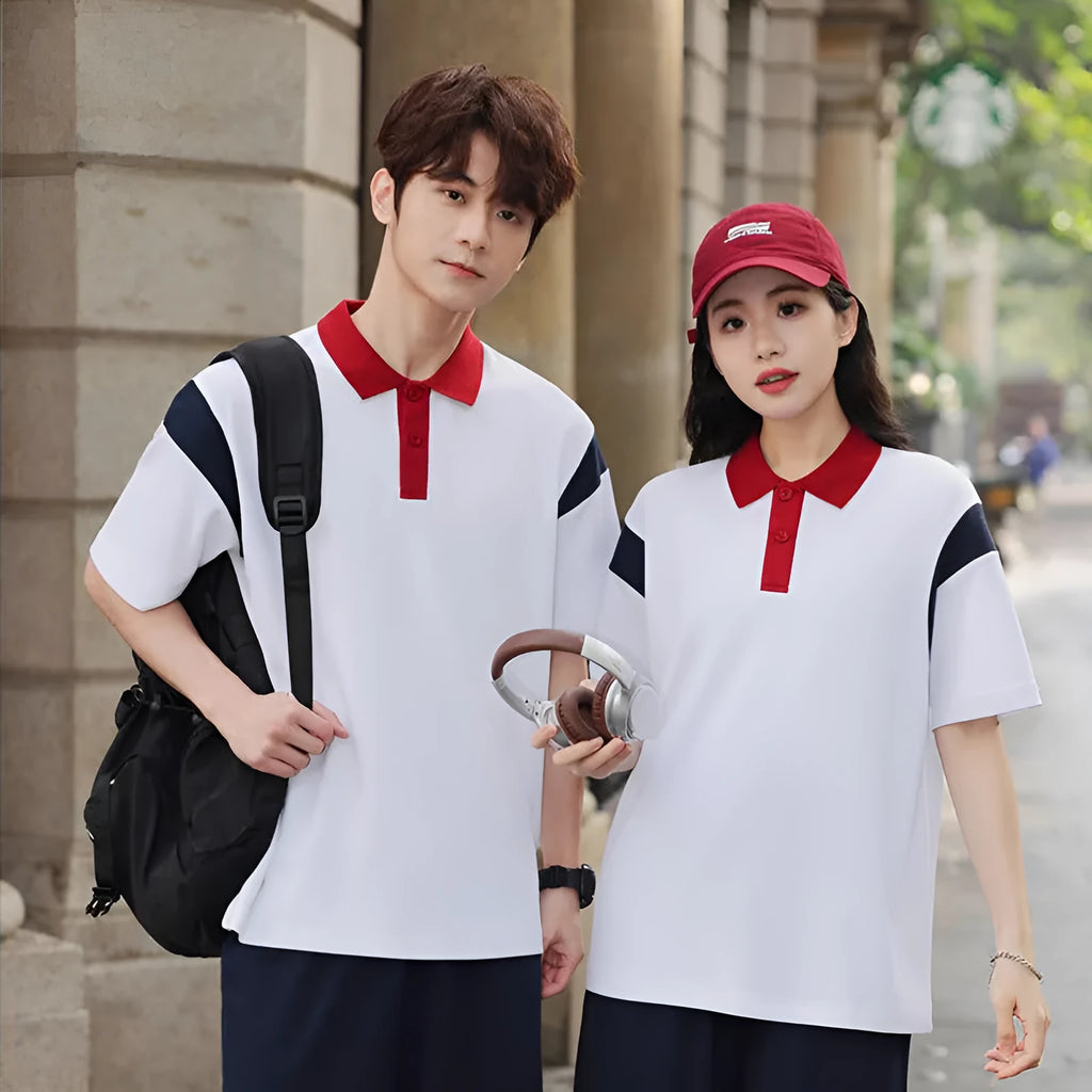 Loose fit raglan short sleeve cotton top in black, red, or dark green colour.