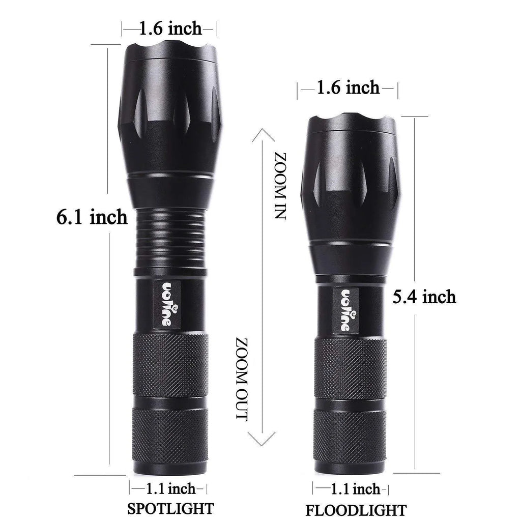 Tactical portable LED flashlight 1000 lumens, Pro-Black finish, aluminium body