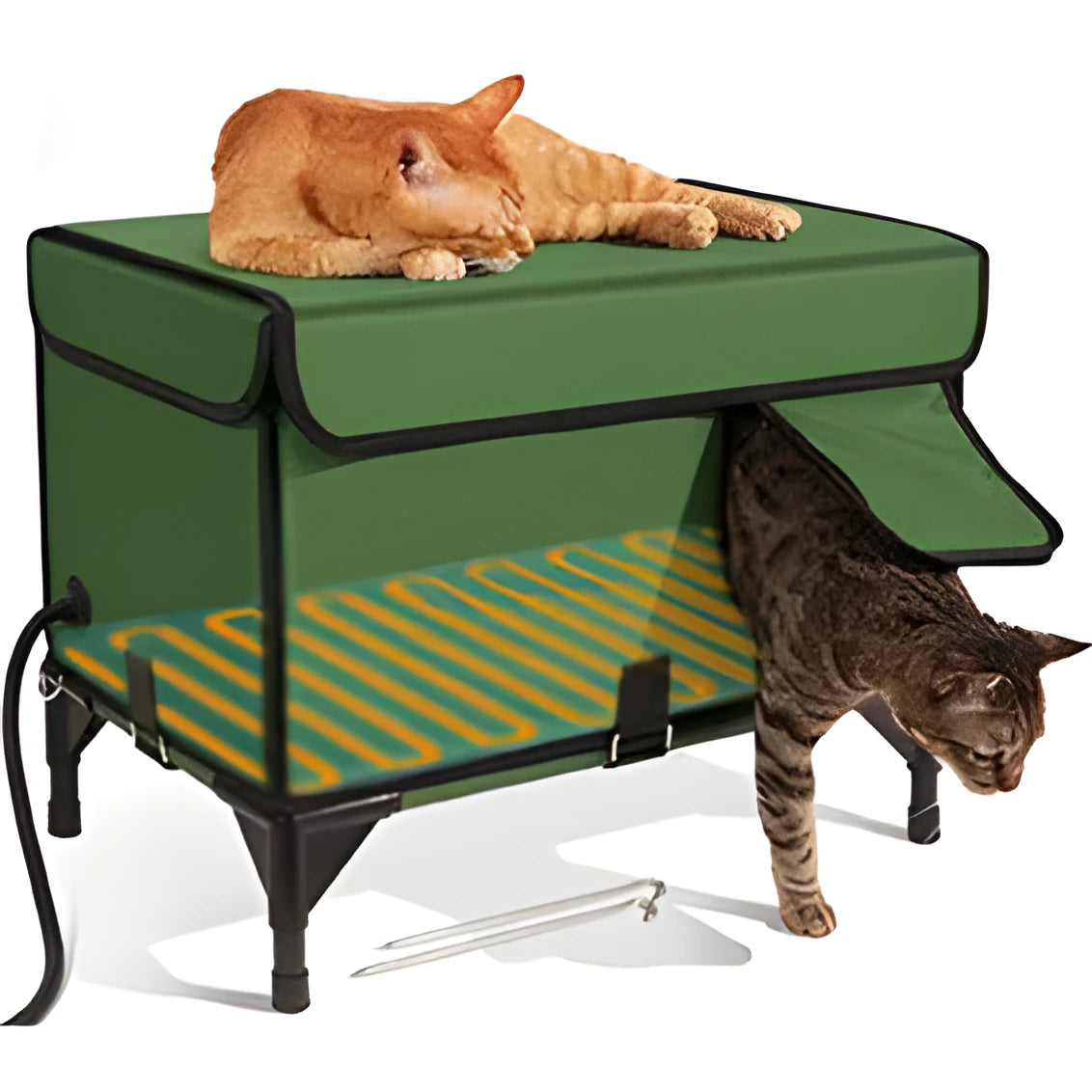Green foldable cloth cat cage shown in three size options: S, M and L.