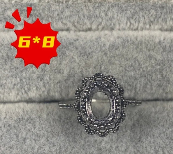 Oval denier ring with five-pointed star ornament in Korean style, copper construction with electroplating.