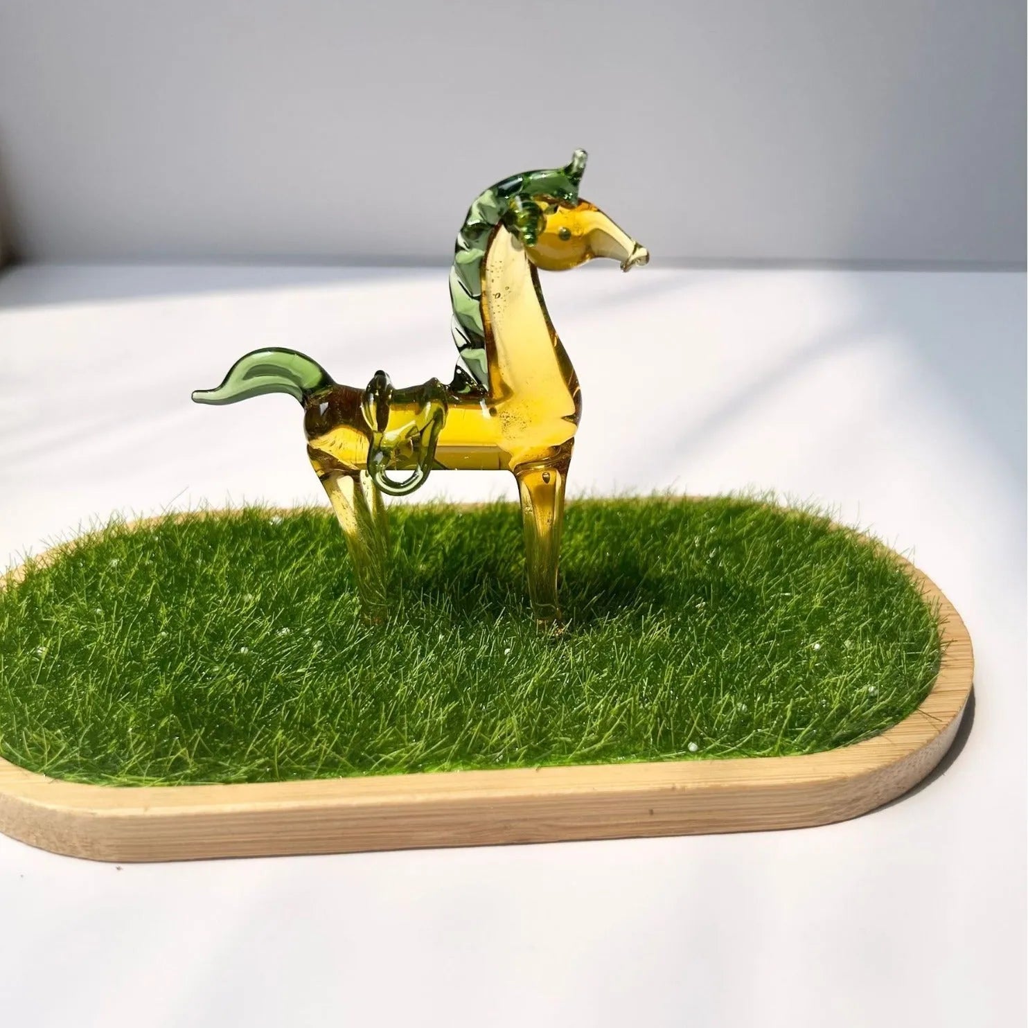 Glazed horse figurine office decoration in modern minimalist style with coloured glaze finish