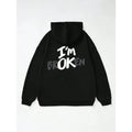 Men's black pullover hoodie with 3D stereo print pattern on front, long sleeves, spandex fabric