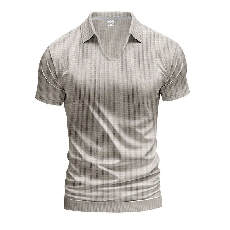Men's loose fit V-neck short sleeve t-shirt in cotton blend fabric, summer casual wear