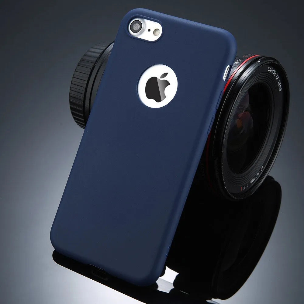 USLION soft silicon candy colour phone case for iPhone X XR 7 6 5 models on a table.