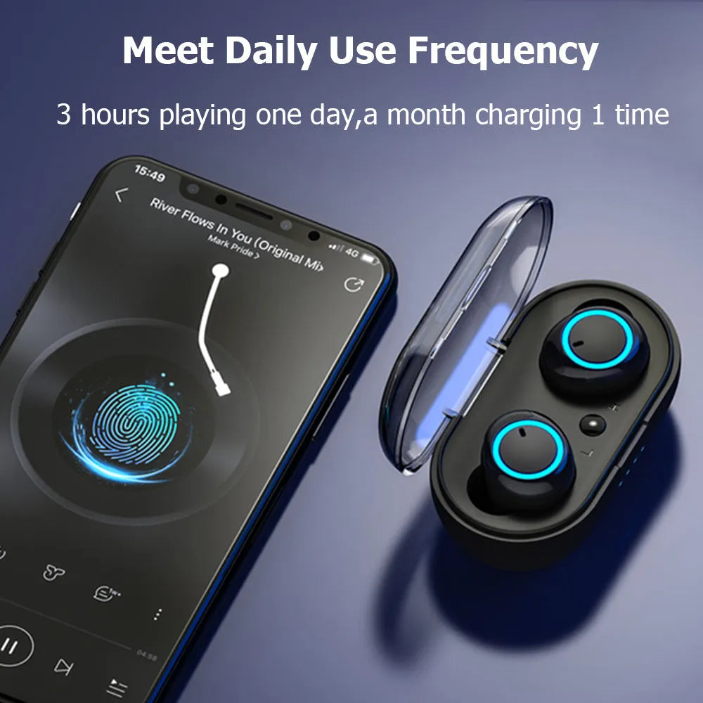 Wireless Bluetooth headset in Black Gold with charging box