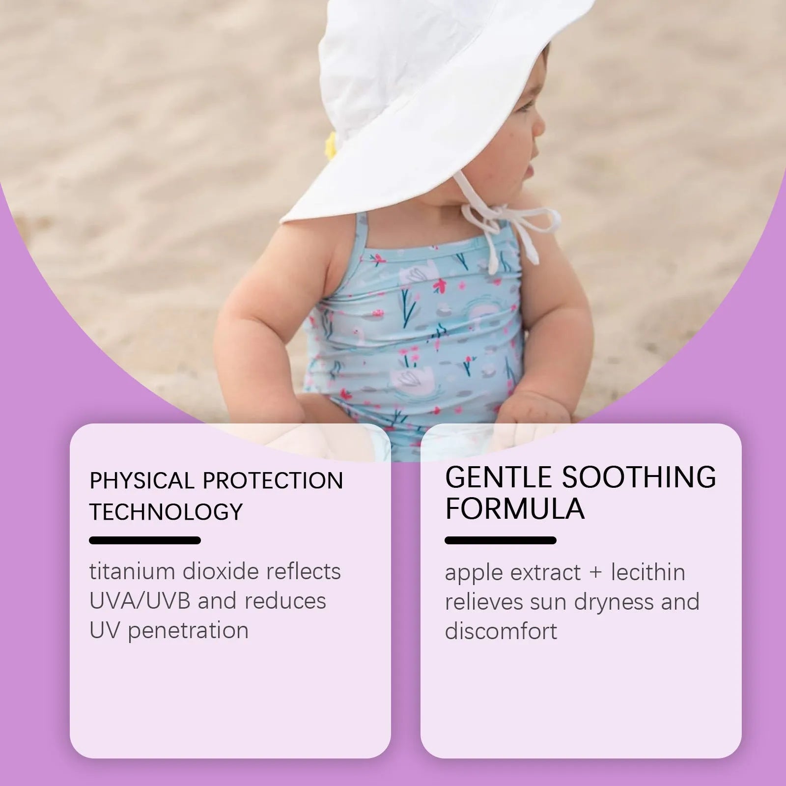 50g summer sunscreen cream tube with broad spectrum UVA UVB protection containing titanium dioxide and apple extract
