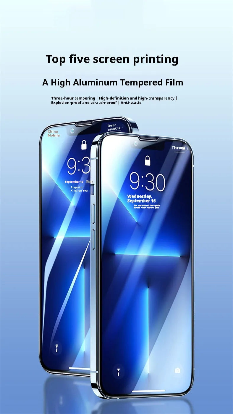 Tempered glass screen protector for iPhone 15 14 13 12 11 X series with anti-fingerprint coating