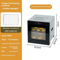 Stainless steel food dehydrator with clear skylight lid and multiple mesh drying trays