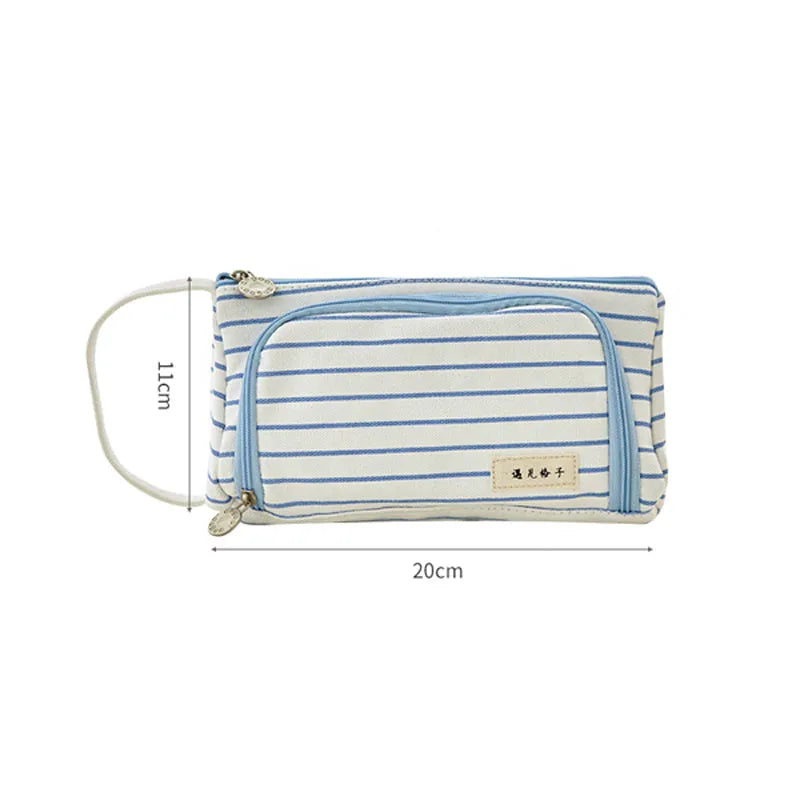 Korean style cotton and linen square pencil case in candy colour, 20x11.5x8cm, with large capacity and plain pattern