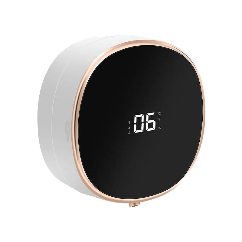 White automatic soap dispenser with infrared sensor and USB charging port on countertop