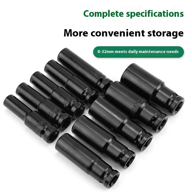 20-piece lengthened hexagon socket set in chrome vanadium steel with electrophoresis black finish, 8-32 range