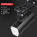 Aluminium alloy mountain bike headlight with silicone mounting bracket, showing scale and TPYE-C charging port.