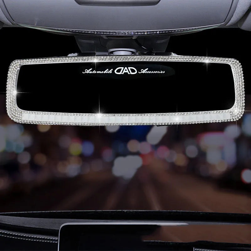 HD plastic diamond rearview mirror decoration in silver diamond piece finish for car interior