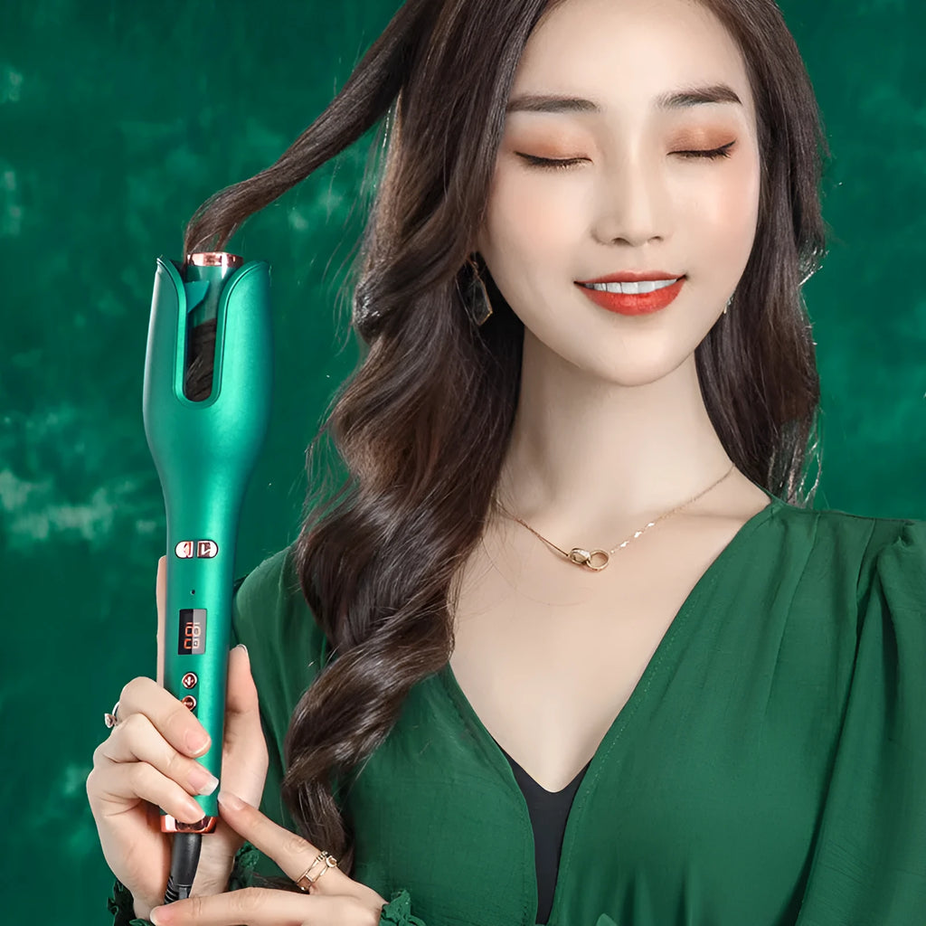 Big Wave Perm Anion Curling Iron with 21mm-30mm tourmaline ceramic barrel, pink or green, 15-section temperature control