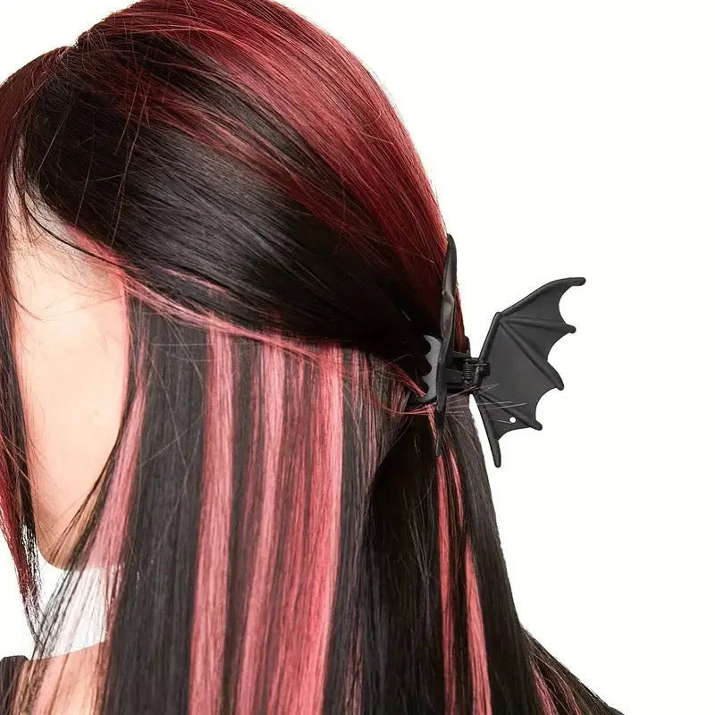 Matte black alloy bat barrette hair clip for women with spray paint finish