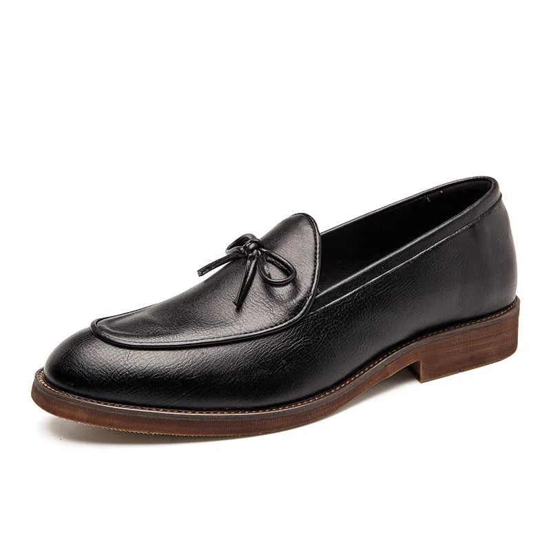 Business leather casual shoes low-top round toe black brown men's footwear