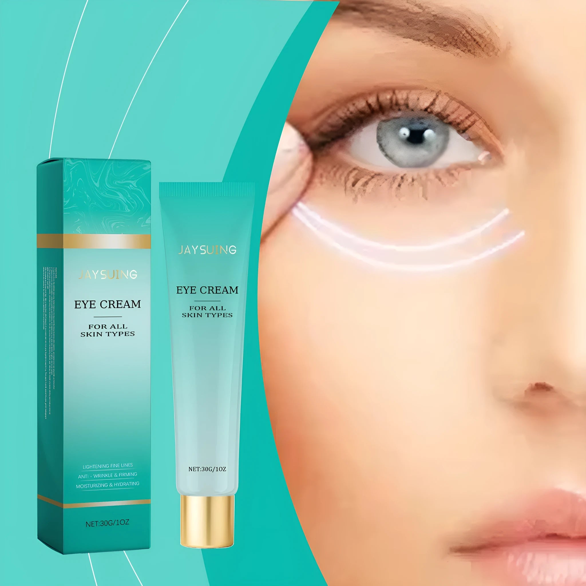 30g container of retinol anti-aging eye cream with hyaluronic acid