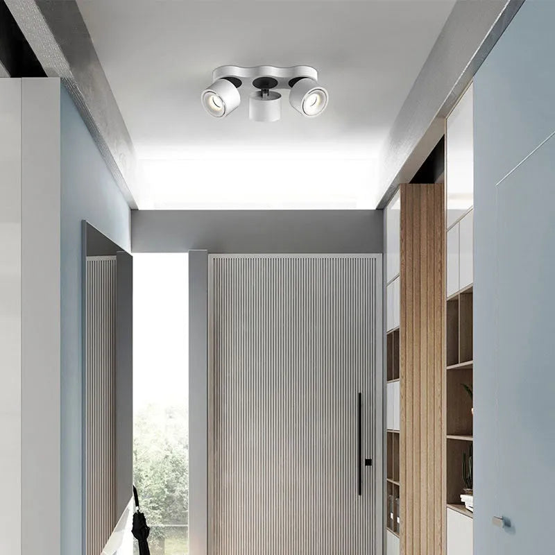 Sand white LED double-headed ceiling spotlight with die-cast aluminium body, 24W, punch-free mount