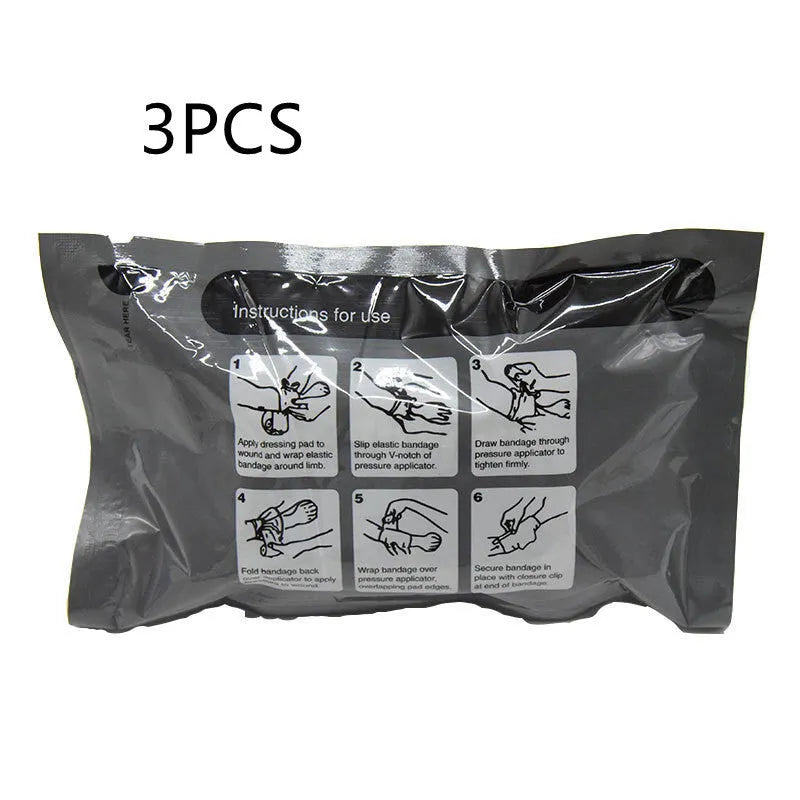 Tactical outdoor first aid bandage roll in 10 cm or 15 cm width, 120 cm long, stretching to 3.6–4 metres