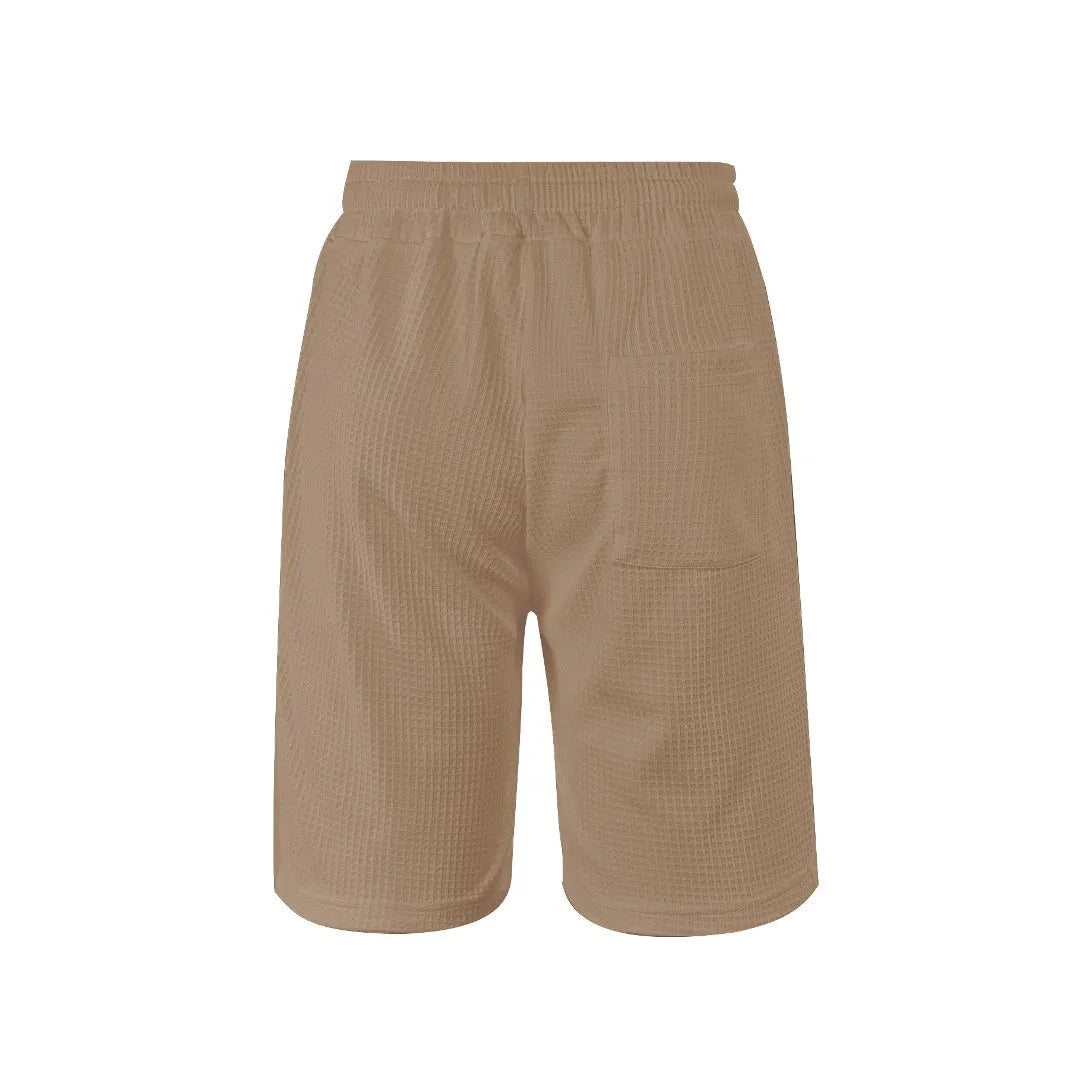 Men's quick-dry solid colour casual shorts in loose fit polyester, shown in navy blue