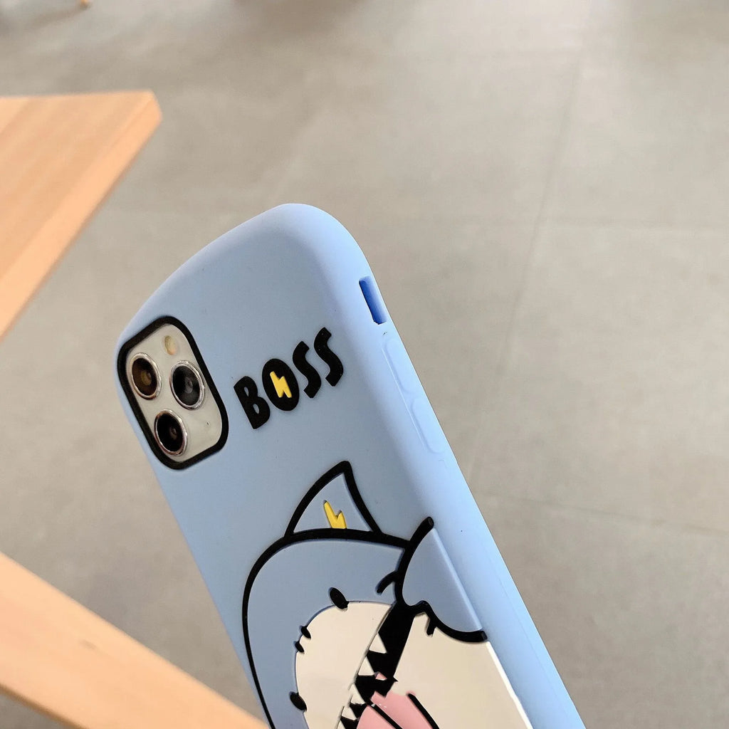 Lightning Shark silicone soft phone case back cover for iPhone with cartoon animal design