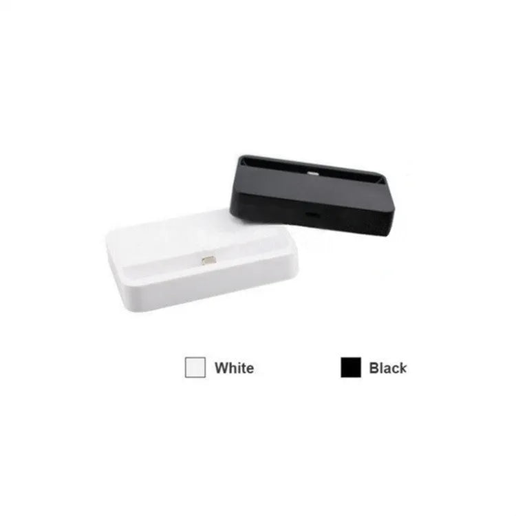 Portable 8 pin charging base dock for iPhone and iPod Touch, black or white, compact desk cradle