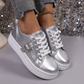 New soft bottom PU leather women's sports shoes with lace-up fastening and rubber sole in apricot colour