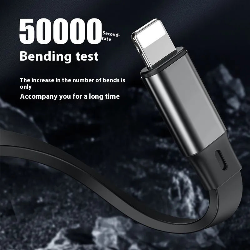 Three-in-one telescopic data cable with 100W super fast charge, grey black, mini USB interface