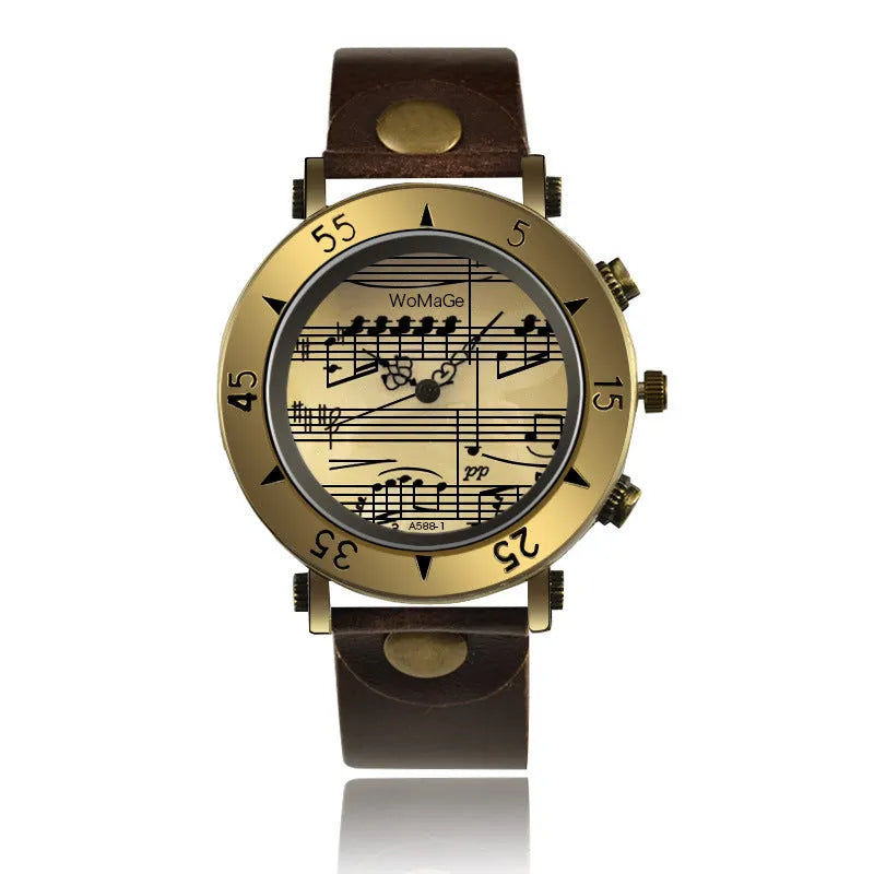 Men's music symbol watch with digital notes design on dial in multiple colour options