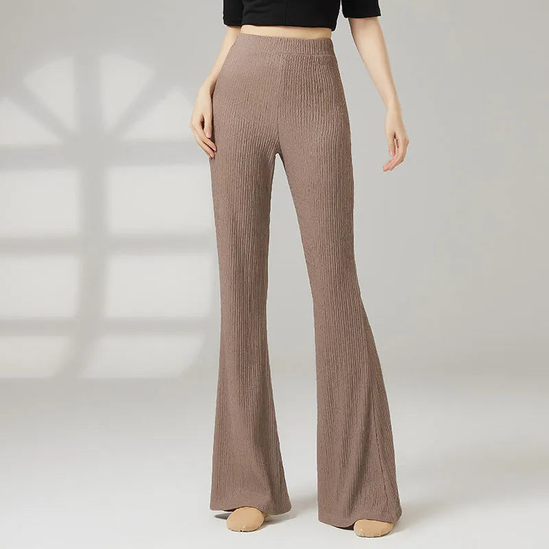 Women's solid colour dance practice trousers for classical ballet training in polyester fabric