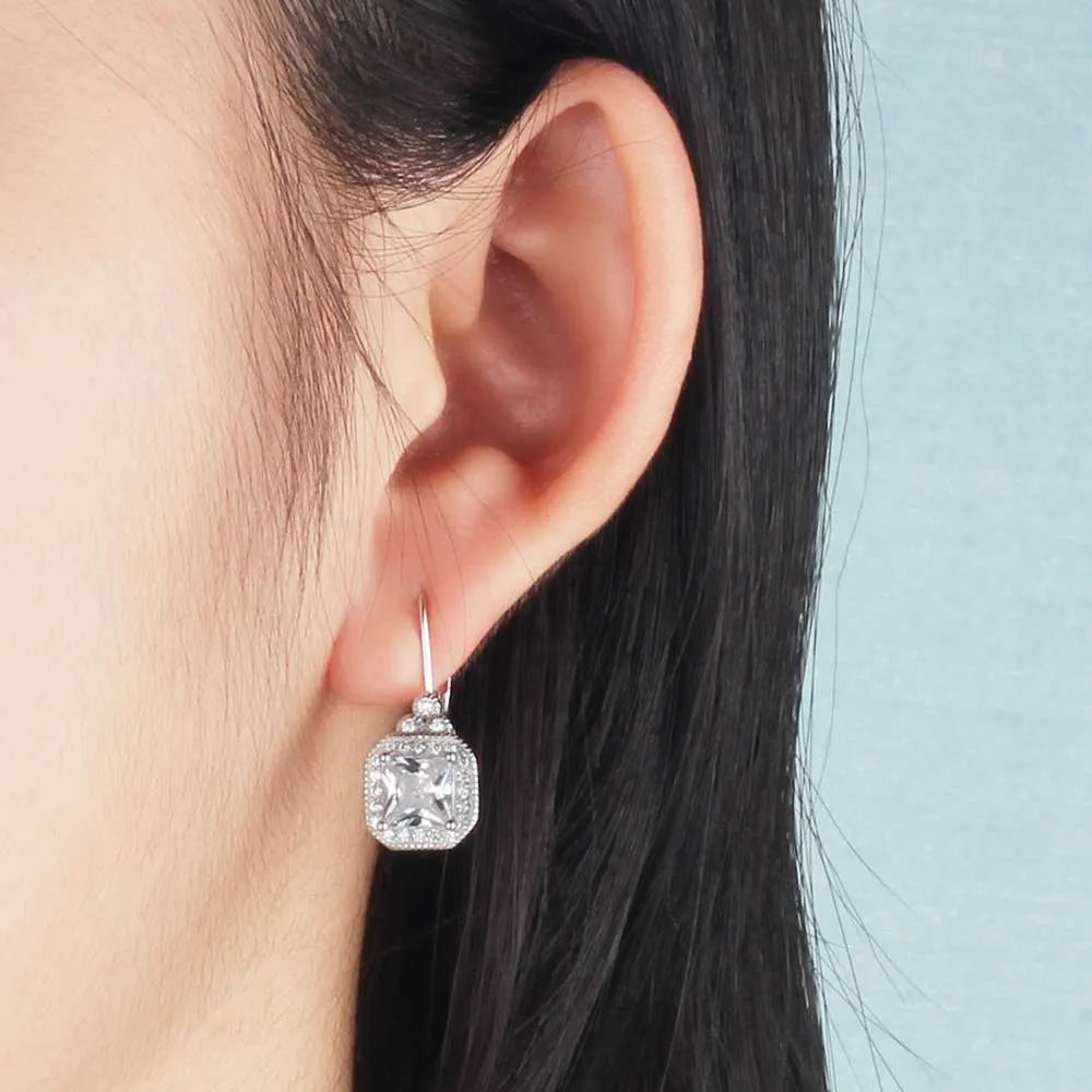 S925 sterling silver crown-shaped rhinestone earrings for women, silver gem inlay, colour EA102021