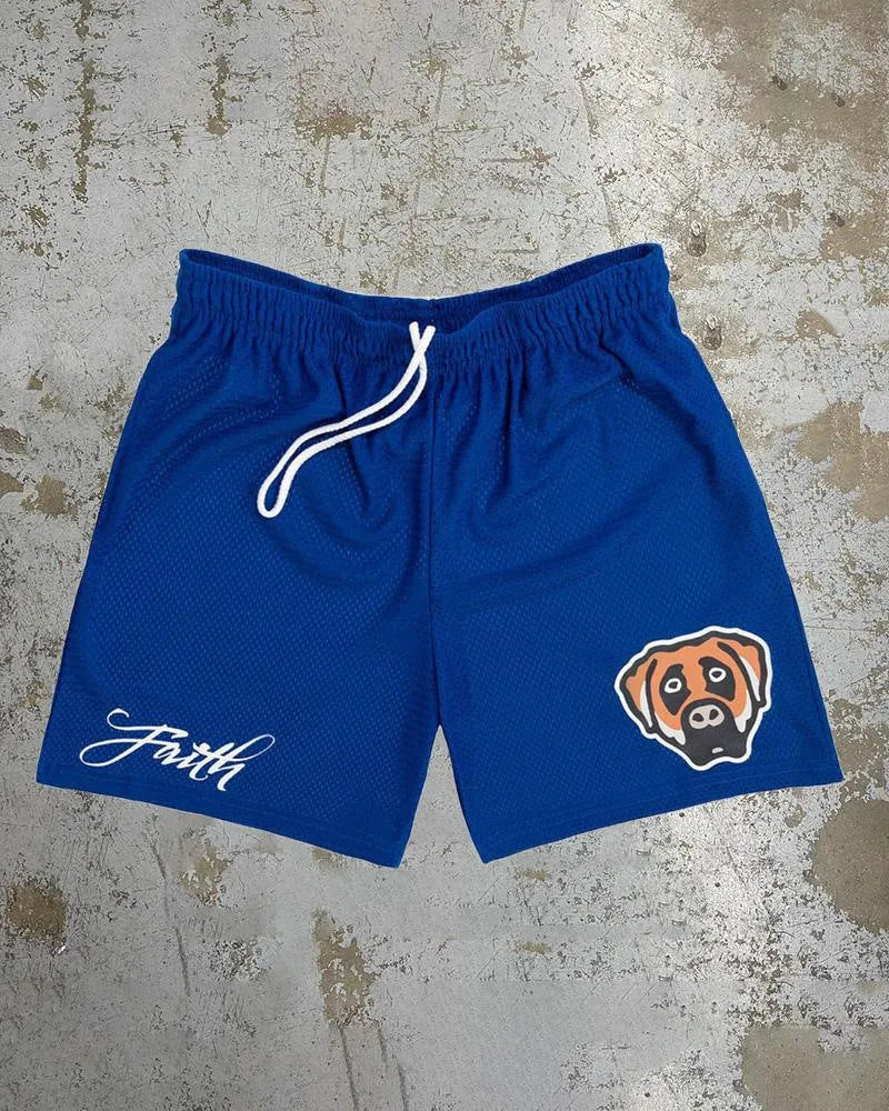 Men's digital print beach shorts in quick-dry polyester with loose fit design