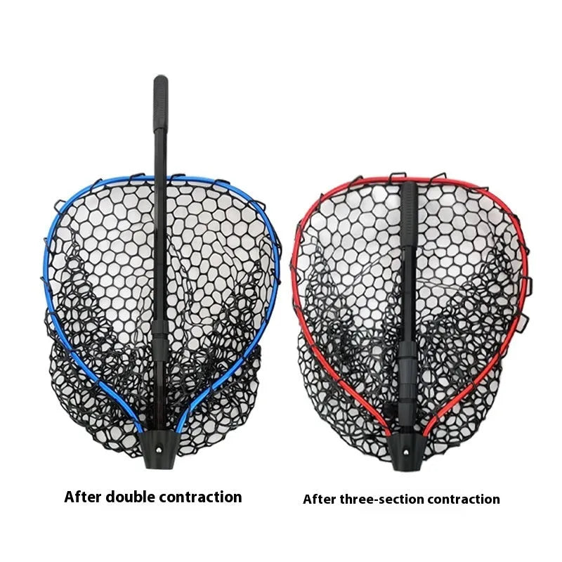 Luyada dip net with aluminum alloy telescopic rod extended to 162cm, red frame with black net pocket