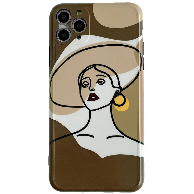 Orange yellow line art cartoon soft gel phone case for Apple iPhone 11 Pro Max