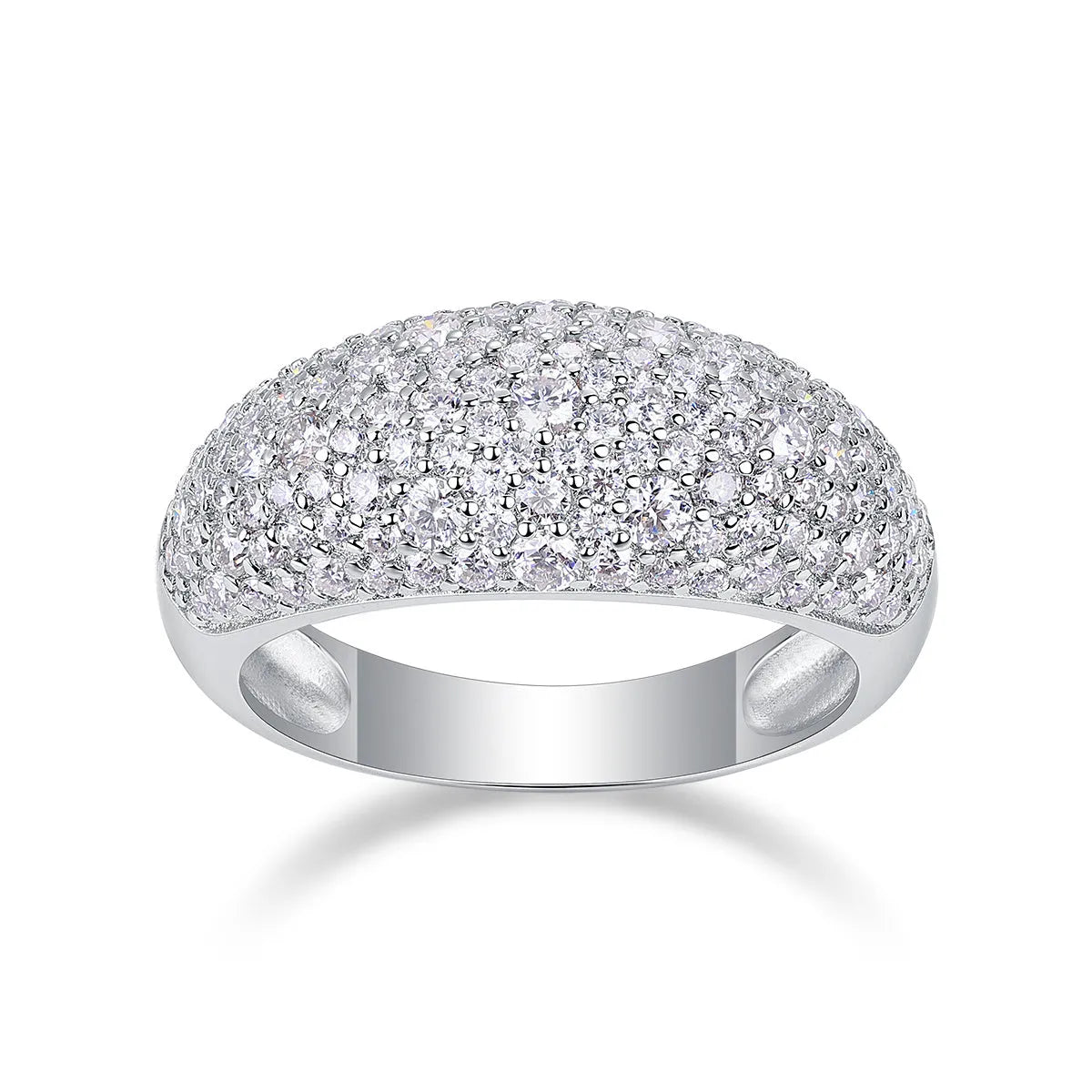 Moonlit Night Stars wedding ring set with moissanite diamond on platinum-plated S925 silver band, gift box with GRA certificate