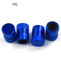 Aluminium car tyre valve dust protection caps in black blue grey red colours