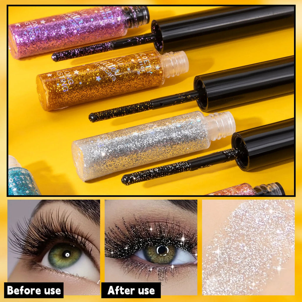 Colour mascara in 5 shades pink gold purple blue iron grey waterproof long curl