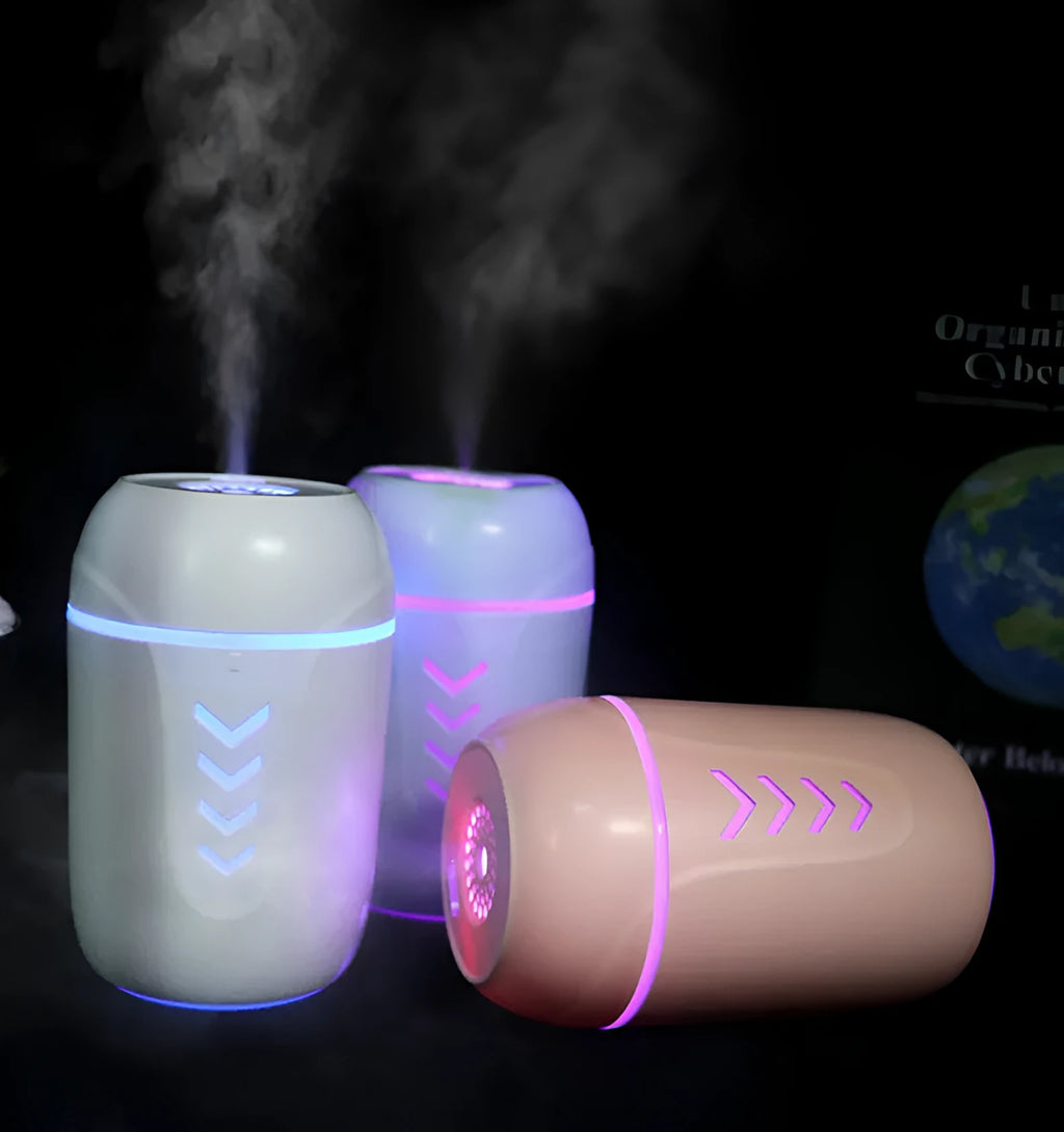 X3 portable humidifier in blue colour with 200ml water tank and USB cable
