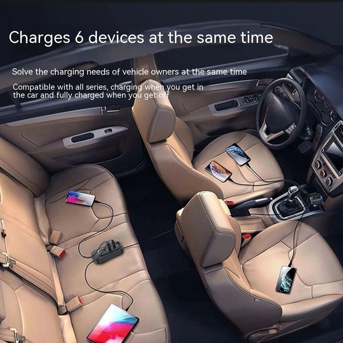Automatic retractable cable car charger plugged into a vehicle cigarette lighter socket.