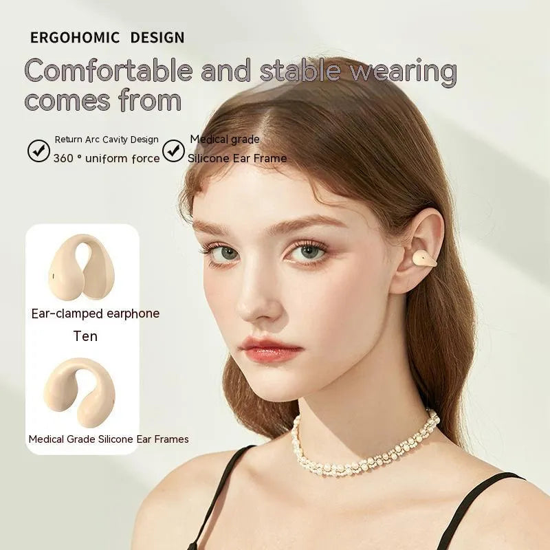 Ear-clip real wireless Bluetooth headset with digital display charging case in black
